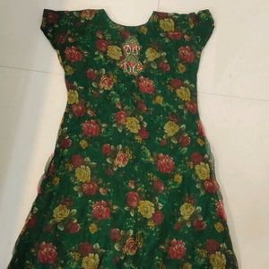 Green Maroon Heavy Work Kurti