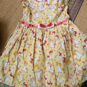 Unicorn Yellow Stylish Frock 3-4 Years