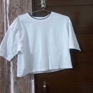 White Oversized Crop TSHIRT