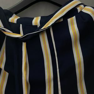 Navy Stripe Tie Up Shorts