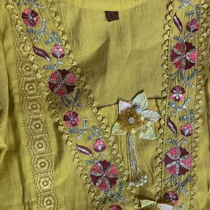 New Mustard Kurta Set With Dupatta