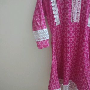 Pink Bandhani kurti