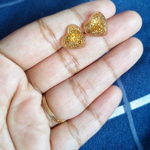 Resin Sparkle Heart Stu Earrings