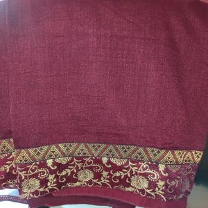 Maroon Colour Synthetic Saree