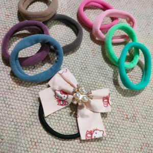 Hair Rubber Aesthetic Pastel Colors Bow Combo