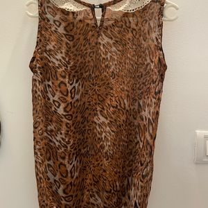 Tiger Print Transparent Top