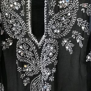 Black Embroidery Mirrorwork Kurta