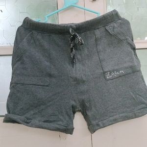 Grey Comfy Shorts With Knot N Pockets