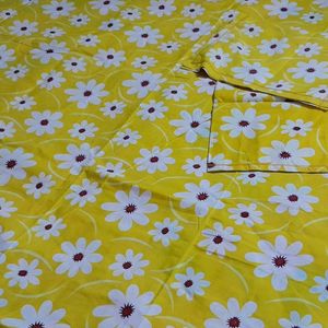 New Yellow🌼 Floral Double Bedsheet With 2 Pillow