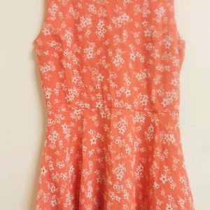 Orange Floral Print Designer Dress