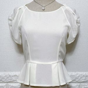 New Korean Premium Off-white Peplum Top