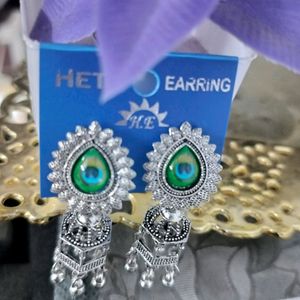 Oxidise Peacock Design Ear Ring