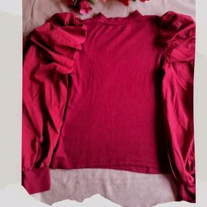 Red Puff Sleeve Top