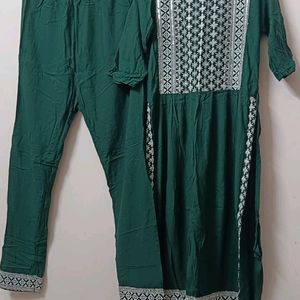 Green Kurti Pant Set