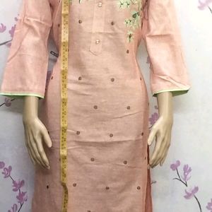 Kurti pink 1 piece attractive embroidery fancy