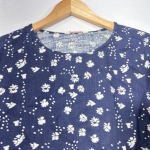 Navy Blue Printed Cotton Top (Women’s)