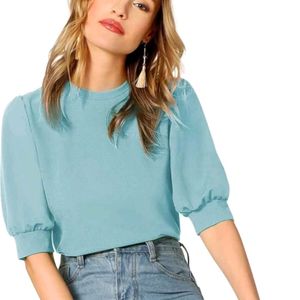 This Is A Puff Sleeves Top In Mint Green Colour