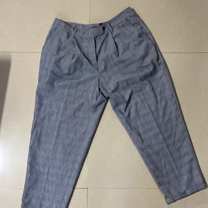 Grey Tapered Croped Trousers