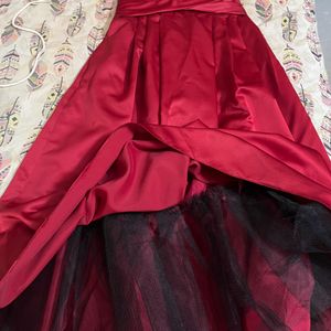 European Satin Red Gown