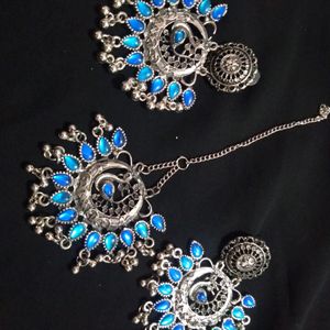 Used Blue Earring Nd Tika Set