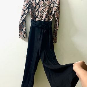 Kassually Animal Printed Black Jumpsuit