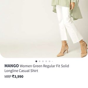 MANGO Women Green Regular Shirt