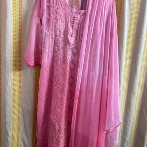 Double shade Pink chikankari kurta suit set