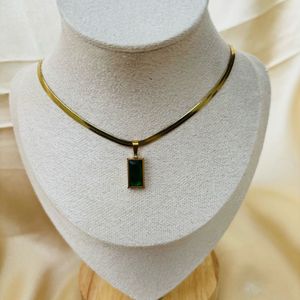 Green Pendant Chain Anti-tarnish