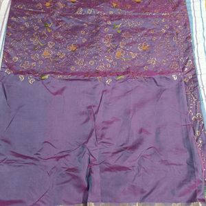 Soft Silk Saree With Embroidery And Sequence Work