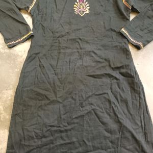 Cotton Black Multi Chikankari Kurti