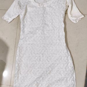 White Chikankari Work Kurti