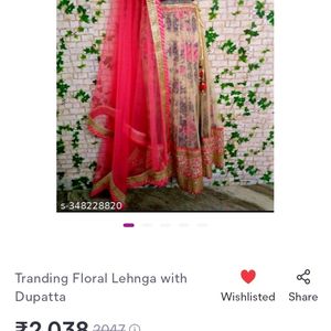 Floral Print Embroidered Lehnga Choli With Dupatta