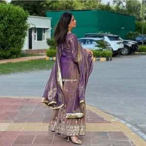 Pur Twil Gold Net Top Plazzo & Dupatta Set*👗