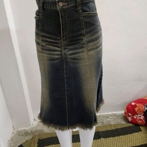 Denim Long Unique Skirt