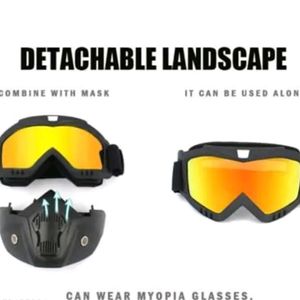 RIDING FACE SHIELD, MASK, BIKE GOGGLES DETACHABLE