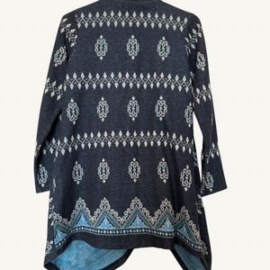 Melange Knit Blue Poncho “S” Size