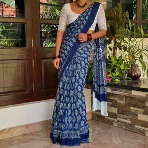 Mul Cotton IndiGo Saree