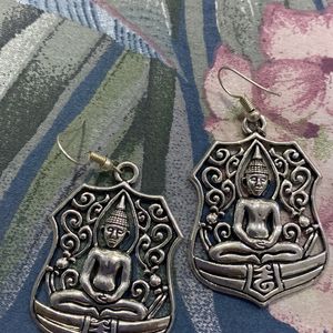 oxidised buddha earrings