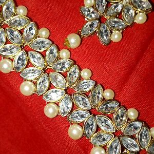 Trendy Diva Beaded AD White Pearl Work Jewellery