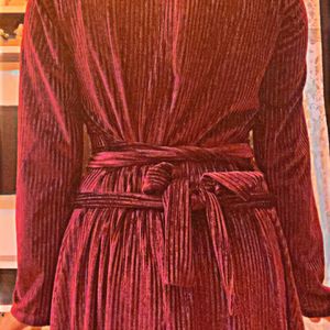 Maroon Velvet MIDI Dress