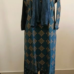 Cotton Kurta Set With Chiffon Dupatta Size:XL