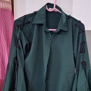 Bottle Green Stylish Shirt-top