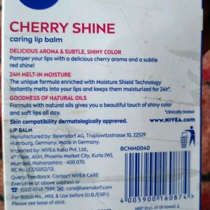 Brand New Nivea Cherry Shine Caring Lip Balm With