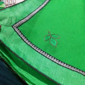 light green and cream saree