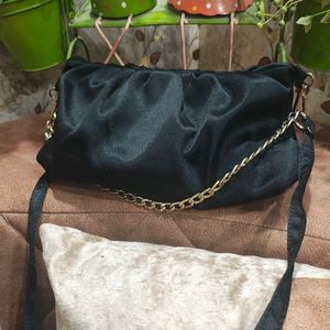 Satin Women Black Sling Bag