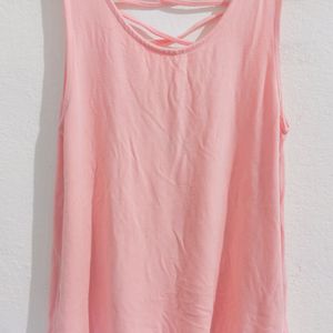 Soft Pink Sleeveless Tank Top with Strappy Back