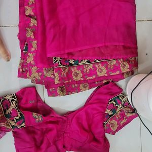 Pink Jeorjet Saree