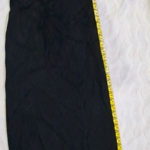 Black Woollen Slit Skirt