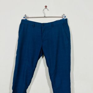 Check Formal Pants Navy Blue Pant For Men & Women