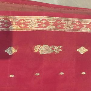 Marun Saree With Blouse For Women